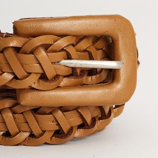 Cinto trançado com fivela quadrada - CAMEL