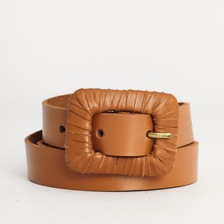 Cinto fino fivela quadrada - CAMEL