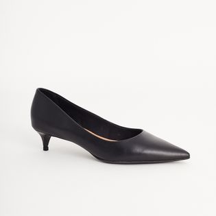 Scarpin baixo com couro - PRETA