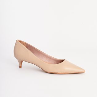 Scarpin baixo com couro - ROSADO