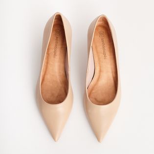 Scarpin baixo com couro - ROSADO