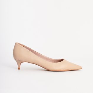 Scarpin baixo com couro - ROSADO