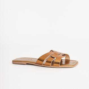 Rasteira Tiras Basicas Metalizada - BRONZE