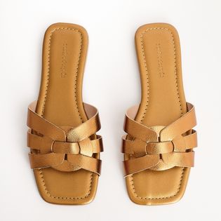 Rasteira Tiras Basicas Metalizada - BRONZE