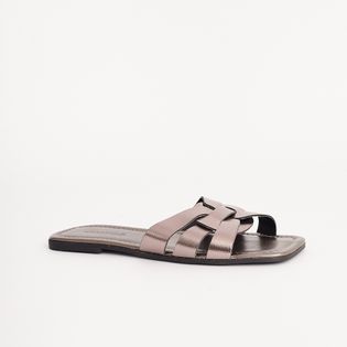 Rasteira Tiras Basicas Metalizada - PEWTER