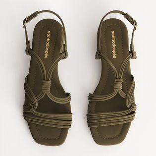 Sandália Baixa Tiras Nobuck - VERDE MILITAR