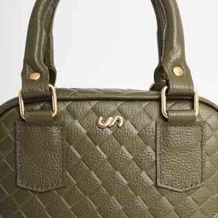 Bolsa de mão em couro - VERDE MILITAR