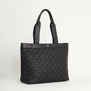 Bolsa grande texturizada tressê - PRETA