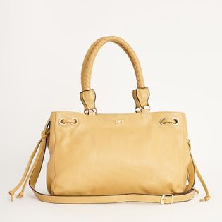 Bolsa grande clássica em couro - DOCE DE LEITE