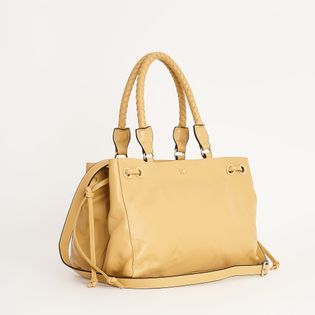 Bolsa grande clássica em couro - DOCE DE LEITE