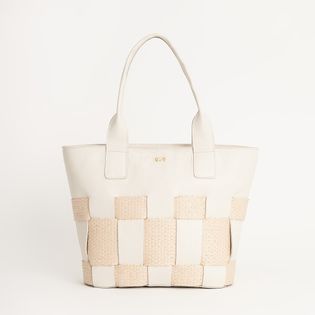 Bolsa Couro Tressê Ráfia - COTTON/NATURAL