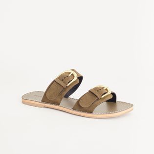 Rasteira Camurça Fivela Dupla - VERDE MILITAR