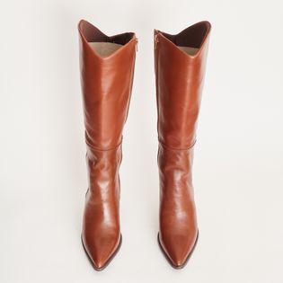 Bota longa em couro com salto agulha - SELA