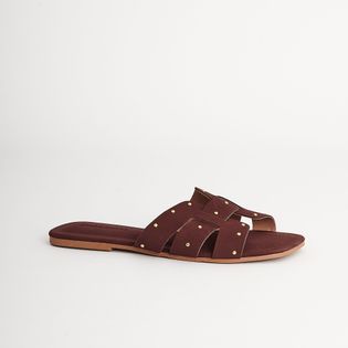 Rasteira em nobuck - BURGUNDY