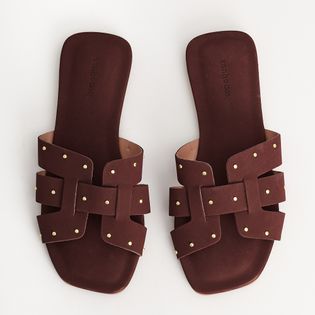 Rasteira em nobuck - BURGUNDY