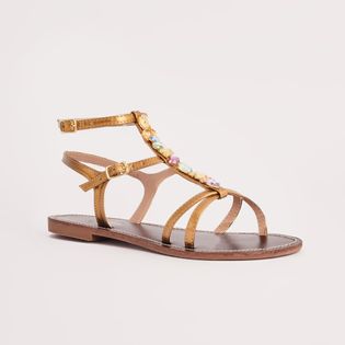 Rasteira Tiras Pedraria - BRONZE/MULTICORES