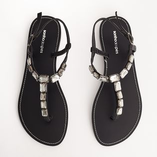 Rasteira Pedraria - PRETO/ONIX
