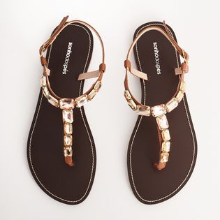 Rasteira Pedraria - CAMEL/AMBAR