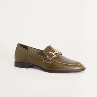 Mocassim Couro Fivela - VERDE MILITAR