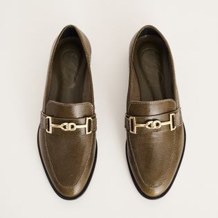 Mocassim Couro Fivela - VERDE MILITAR