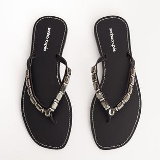 Rasteira Chinelo Pedraria - PRETO/ONIX