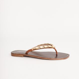 Rasteira Chinelo Pedraria - CAMEL/AMBAR