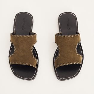 Rasteira Chinelo Camurça - VERDE MILITAR