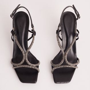 Sandália Glam com Strass - PRETO/ONIX