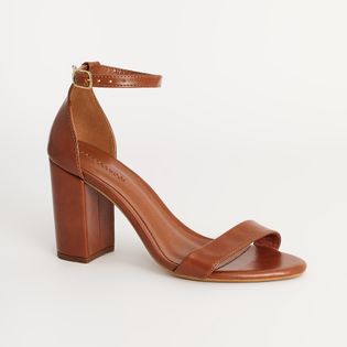 Sandália Slim Salto Bloco - CAMEL