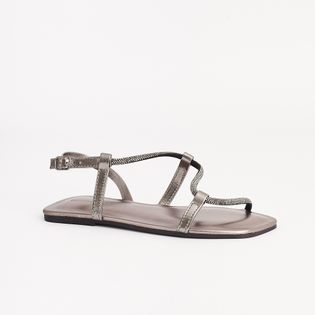 Rasteira Tira Strass - PEWTER/ONIX
