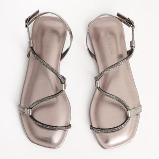 Rasteira Tira Strass - PEWTER/ONIX