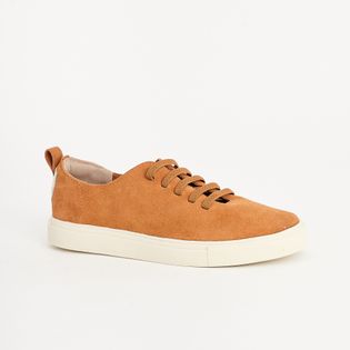 Tênis básico em camurça - CAMEL/COTTON