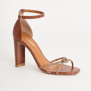Sandália Alta Strass - CASCA/DOURADO