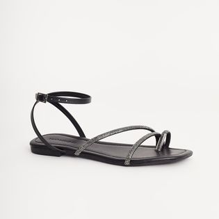 Rasteira Strass Envolvente - PRETO/ONIX