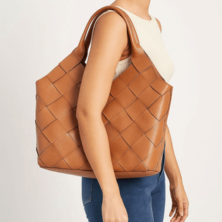 Bolsa Couro Tressê G - CAMEL