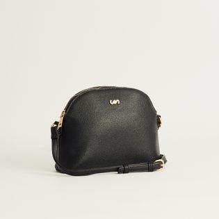 Bolsa pequena texturizada meia lua - PRETA