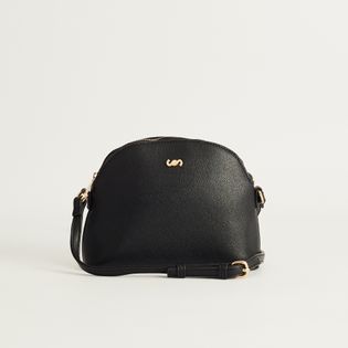 Bolsa pequena texturizada meia lua - PRETA