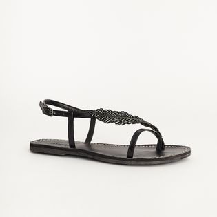 Rasteira Pena Strass - PRETA