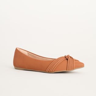 Sapatilha Bico Fino com Tiras Entrelaçadas - CAMEL