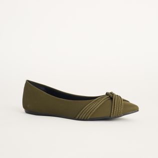Sapatilha Bico Fino com Tiras Entrelaçadas - VERDE OLIVE