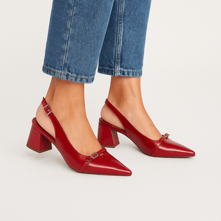 Scarpin Broche Strass - VERMELHO