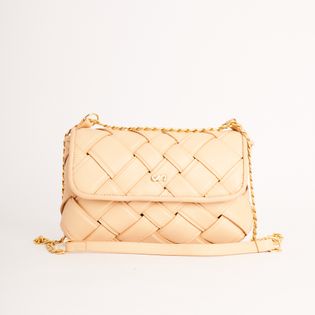 Bolsa Couro Tiras Tressê - BEGE TEQUILA