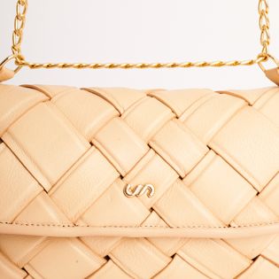 Bolsa Couro Tiras Tressê - BEGE TEQUILA
