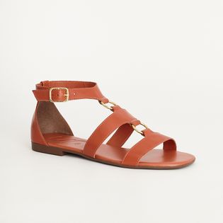 Rasteira Fivela Couro - TERRACOTA