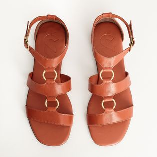 Rasteira Fivela Couro - TERRACOTA