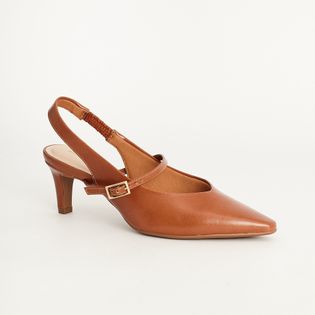Scarpin Sling Back Bico Quadrado - MARROM