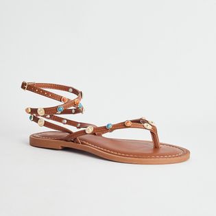 Rasteira Tachas Boho - CAMEL