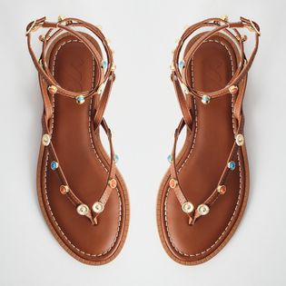 Rasteira Tachas Boho - CAMEL