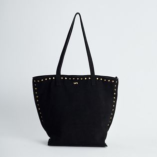 Bolsa Camurça Grande Tachinhas - PRETA