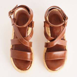 Anabela Tiras Salto Ráfia - MARROM